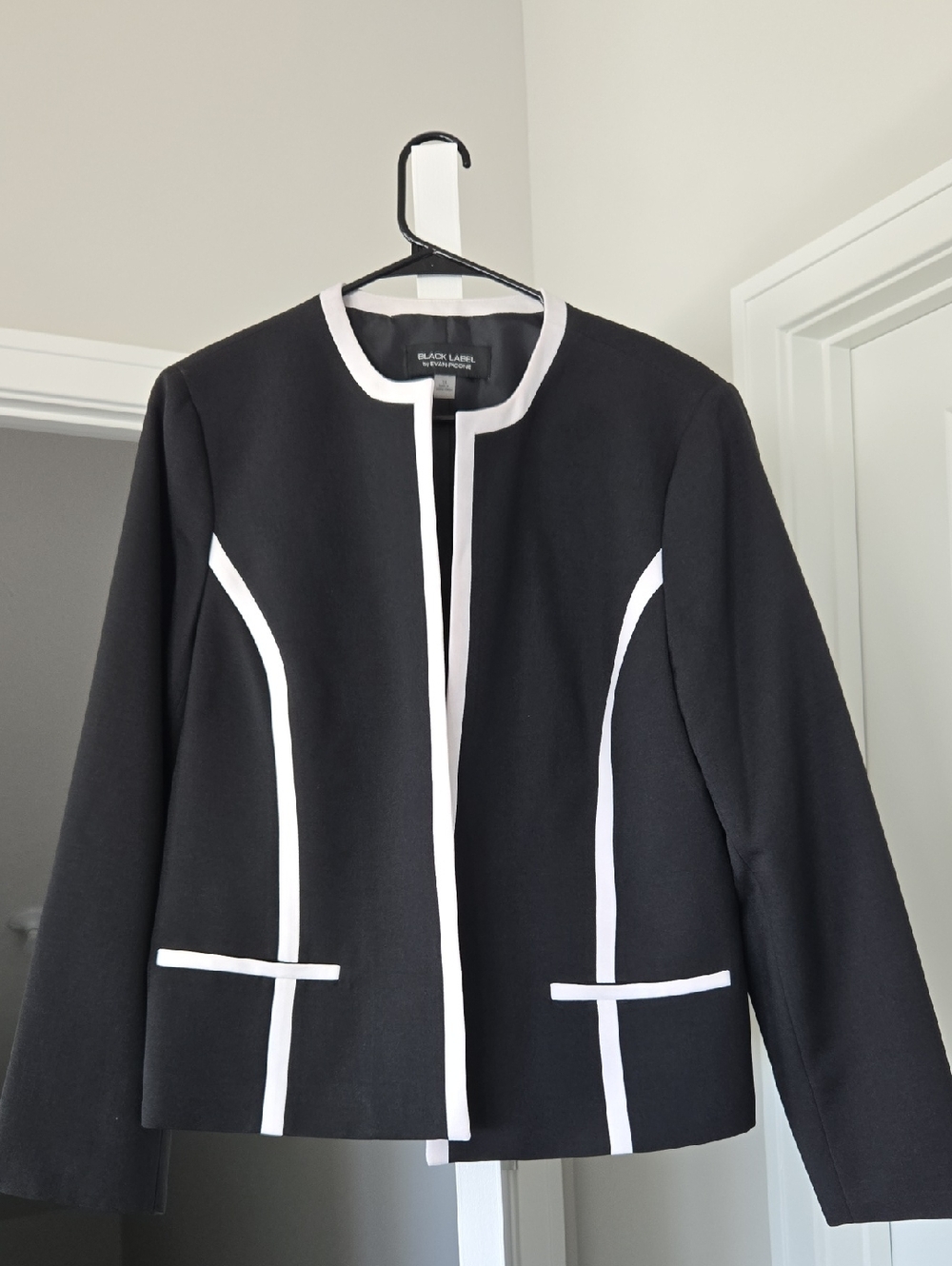 Black Label Black Jacket with White Piping Trim